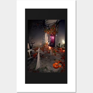 HALLOWEEN IN A GREEK COURTYARD Posters and Art